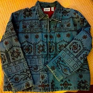 Chico's Blue Patterned Jean Jacket 🌼🌼Size 16